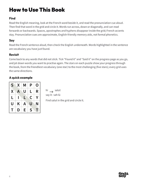 The How to Use This Book page from the Find & Say series